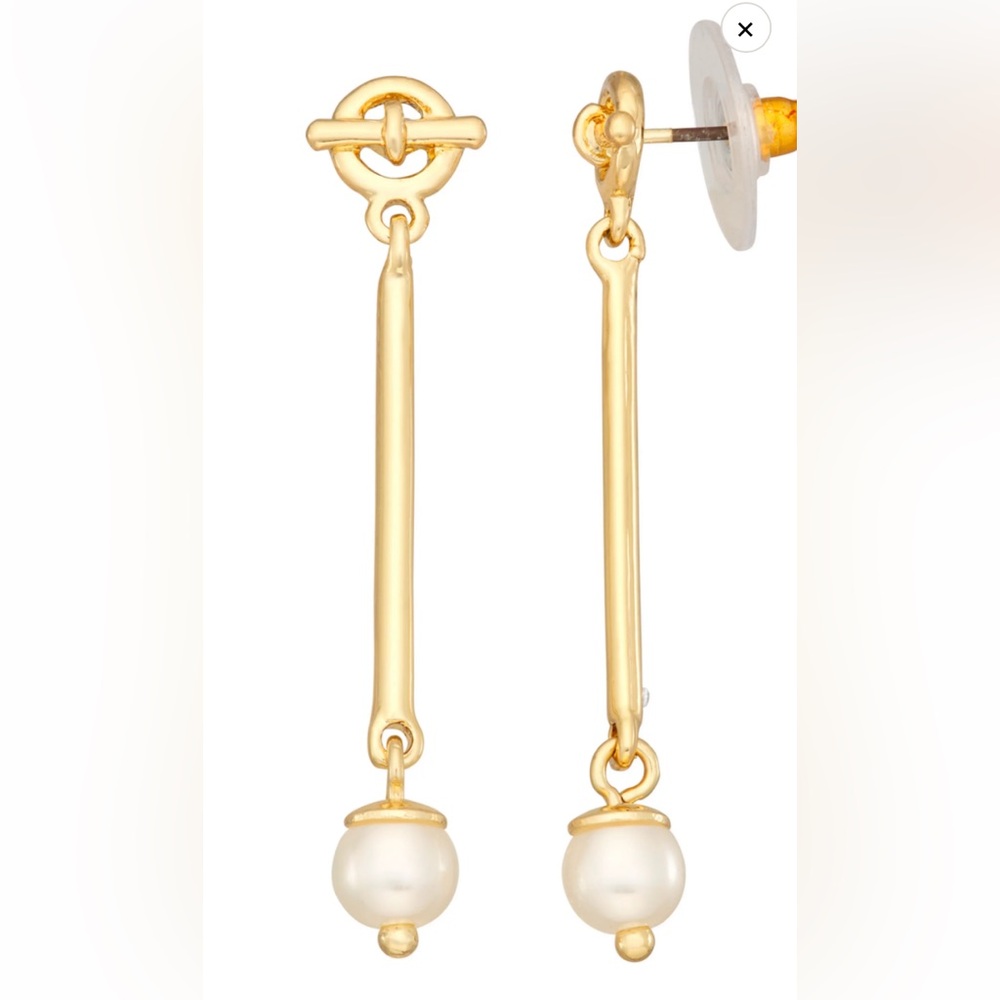 Nine West Gold Pearl Drop Earrings